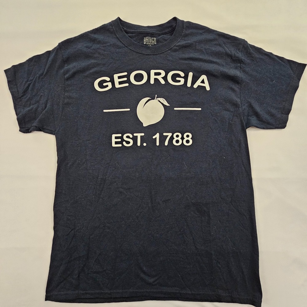 Georgia Peach Est 1788 Brisco Brands Black Short‎ Sleeve Cotton T-Shirt Men's L